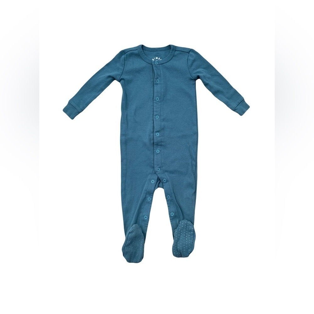 Primary Size 9-12 Months Teal Organic Footie Pajamas